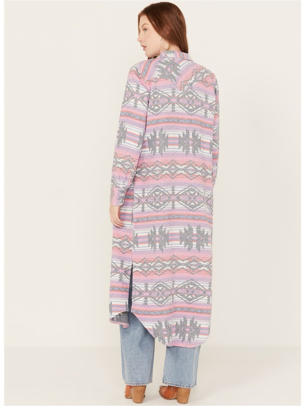 WRANGLER RETRO WOMEN'S LONG SLEEVE SNAP DUSTER SHACKET - Picture 3 of 4